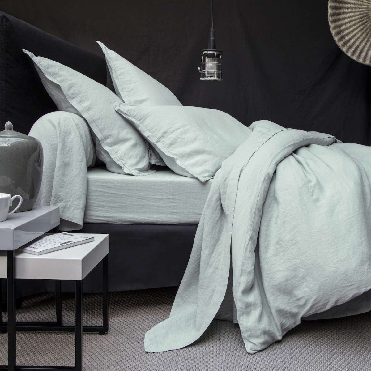 Washed cotton bed linen set green | Bed linen | Tradition des Vosges