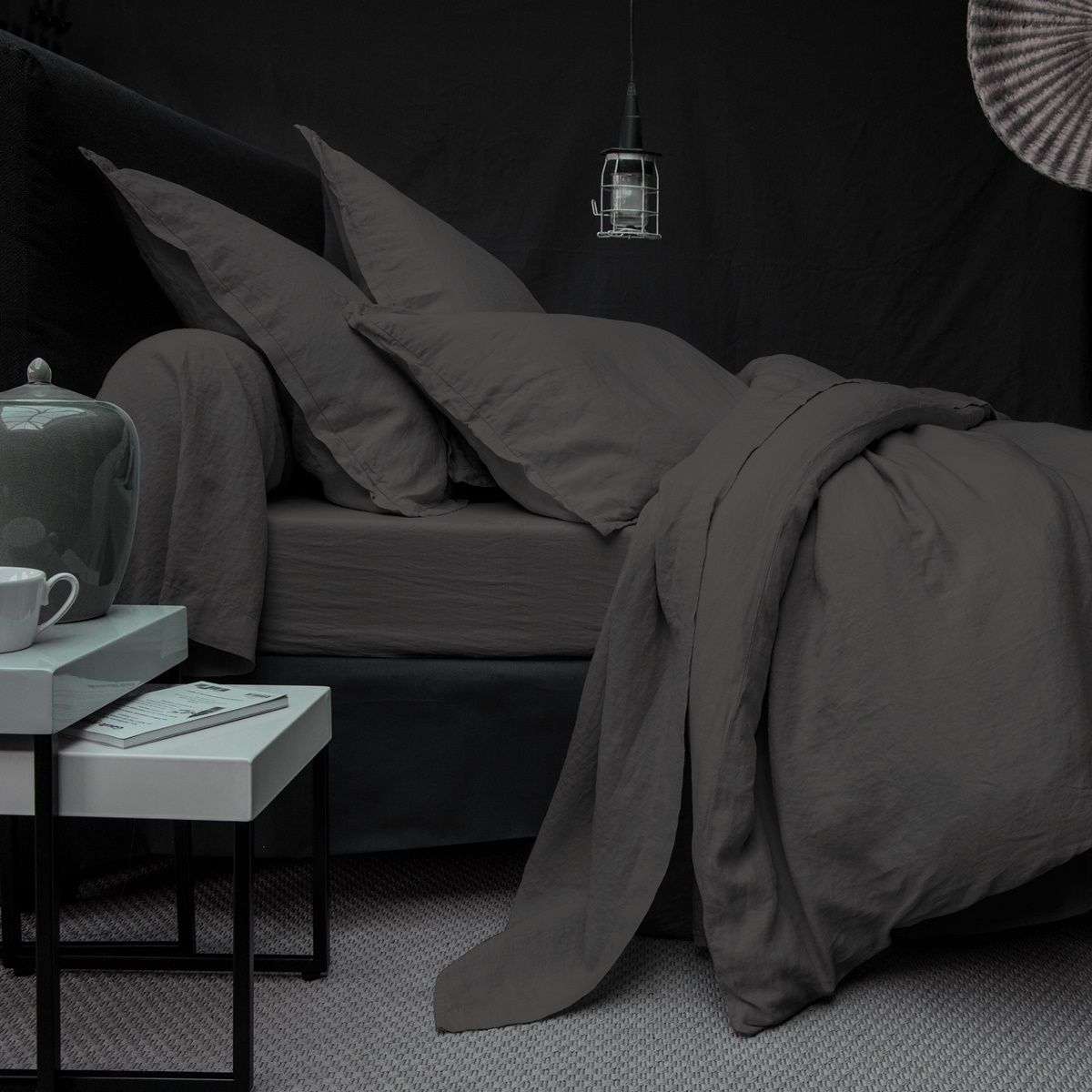 Washed cotton bed linen set brown | Bed linen | Tradition des Vosges