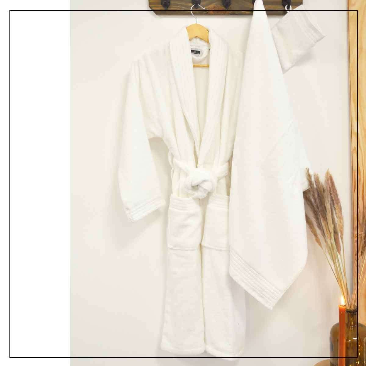 Peignoir Kimono Douceur - Coton/ Modal 400g/m² - Neige
